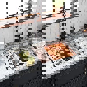 32 x 18 in. Stainless Steel Single Bowl Undermount Workstation Kitchen Sink with Sound Dampening - Includes Colander, Cutting Board, and Sink Grid